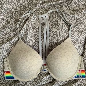 PINK VICTORIA SECRET RAINBOW TSHRT BRA FRONT LATCH